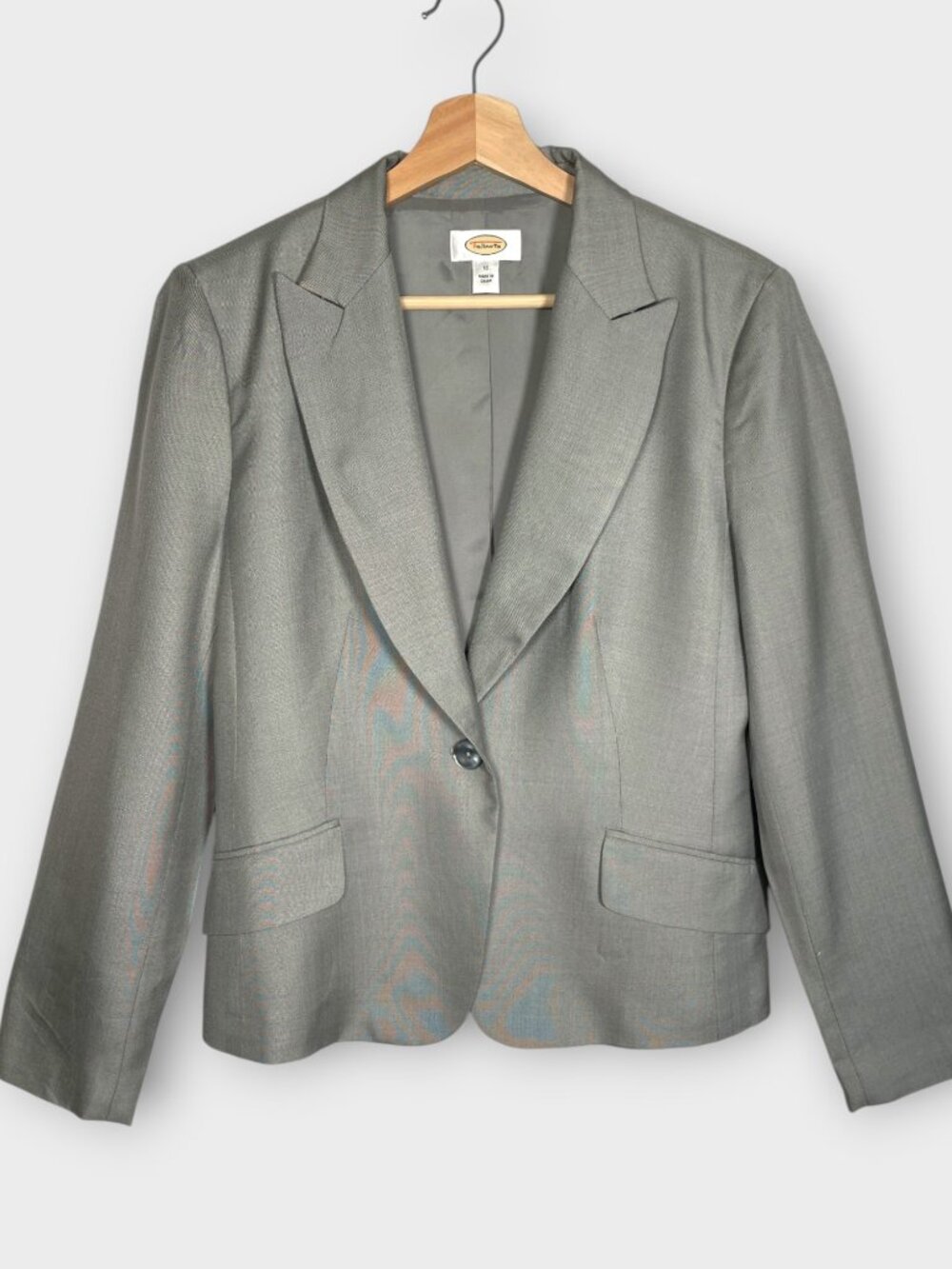 Talbots Silk Blend Blazer Size 10 Gray Fully Lined Modern Minimalist Corpcore